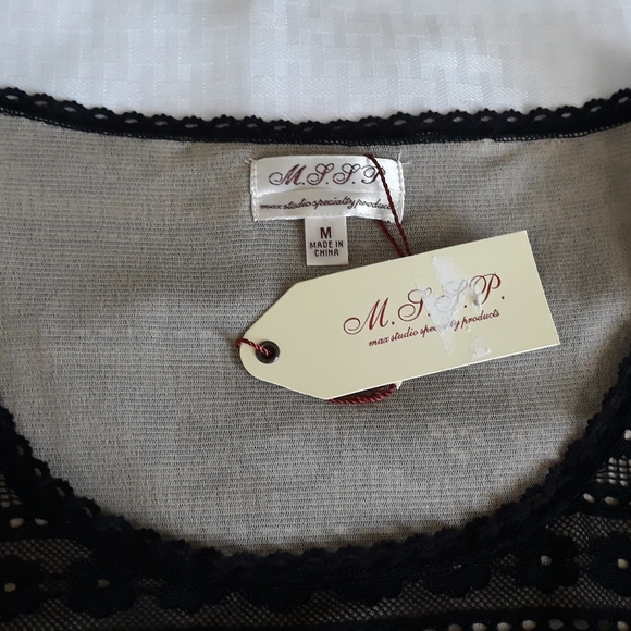 Max Studio Specialty MSSP lace bodysuit black nylon blend size Medium - Picture 4 of 10